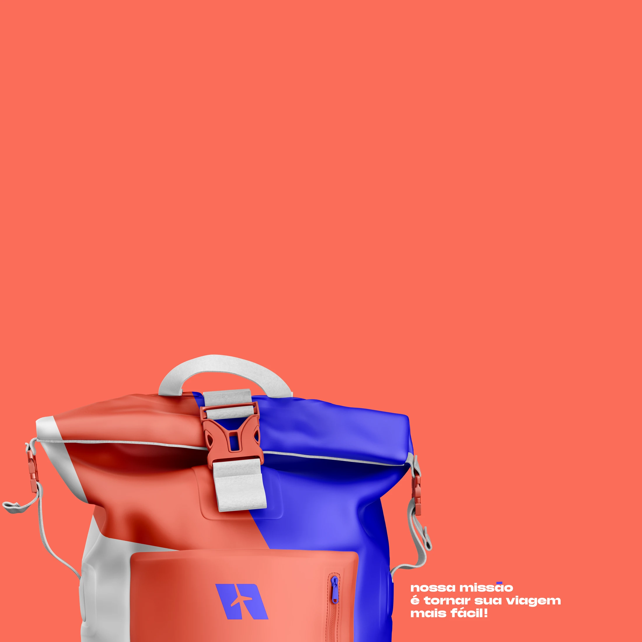 Mochilas Mayla em coral e azul